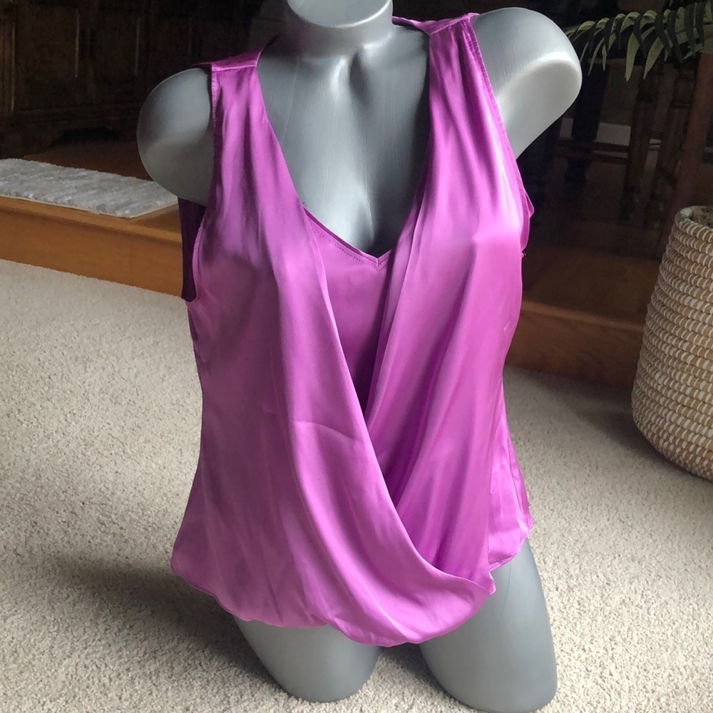 WHITE HOUSE BLACK MARKET LILAC LAYERED BLOUSE